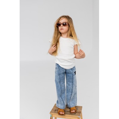 Spodnie NUNU dziewczęce KULOTY rozm.104-110  jeansowe GREY/BLUE