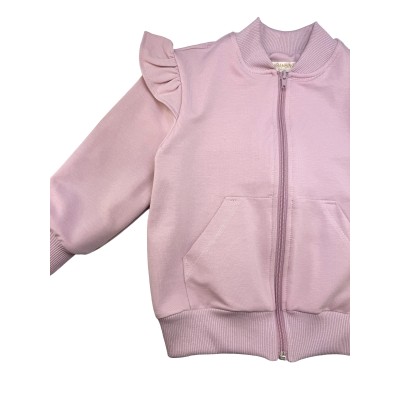 Bluza dziewczęca rozpinana PINK z falbanką