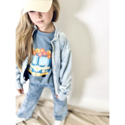 Spodnie NUNU dziewczęce KULOTY rozm.104-110  jeansowe GREY/BLUE