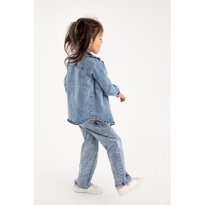 Spodnie NUNU dziewczęce KULOTY rozm.104-110  jeansowe GREY/BLUE