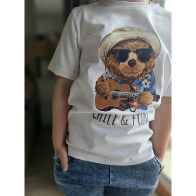 Koszulka z Misiem MIMI biała i niebieska