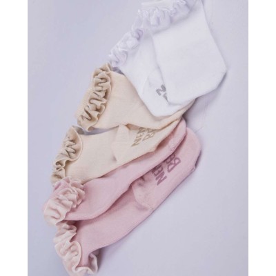 Podkolanówki FALBANKA RÓŻ I BIAŁE