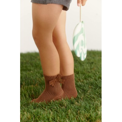 Skarpetki z ażurową kokardą BIAŁE/BEŻOWE