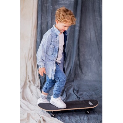 Koszula na suwak z dzianiny jeansowej NUNU black/blue