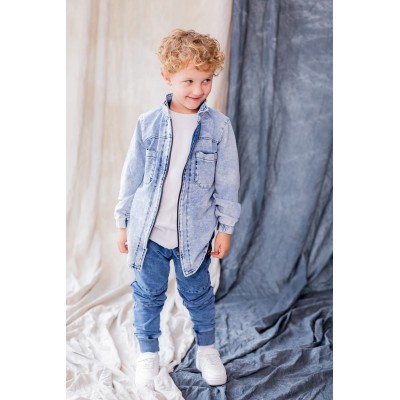 Koszula na suwak z dzianiny jeansowej NUNU black/blue