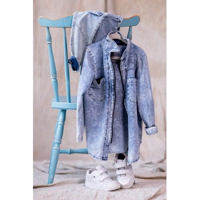 Koszula na suwak z dzianiny jeansowej NUNU black/blue