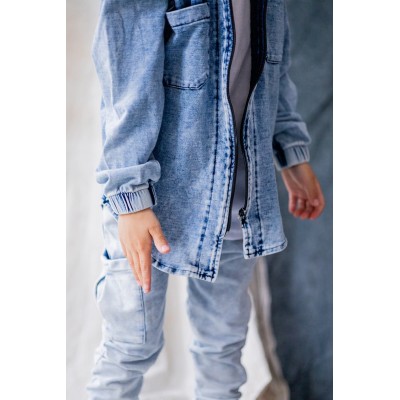 Koszula na suwak z dzianiny jeansowej NUNU black/blue