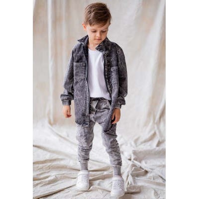 Koszula na suwak z dzianiny jeansowej NUNU black/blue